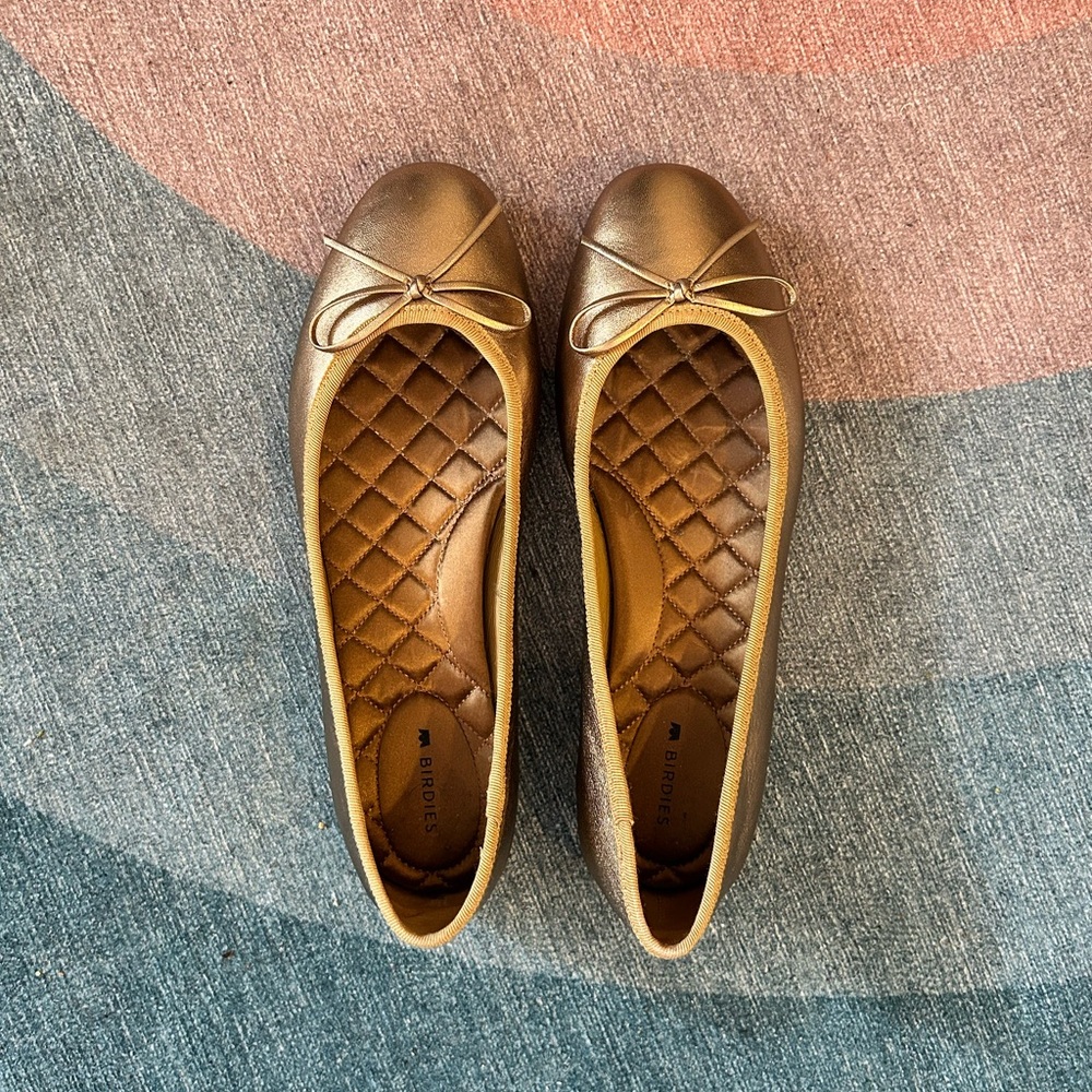 Birdies Gold Quilted Flats